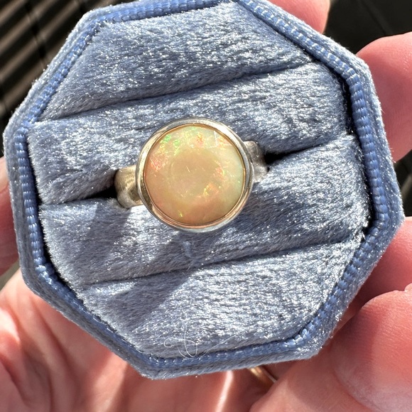 Ethiopian Opal Set in Handmade 14k Gold Ring - Picture 13 of 15
